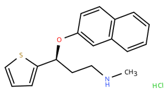 Molecular diagram of a duloxetine hydrochloride molecule